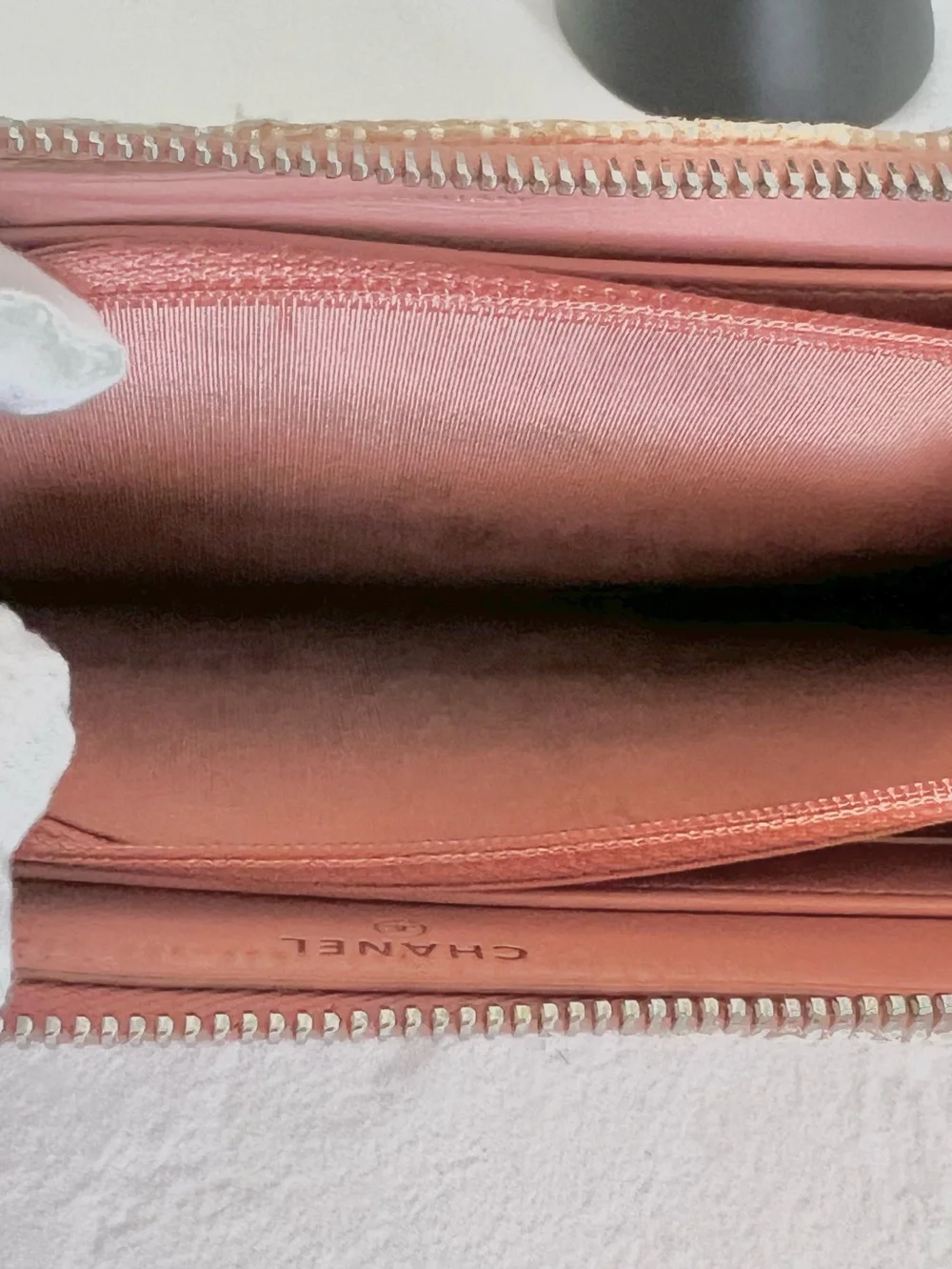 Chanel Lurex Canvas Pink Deauville Zip Around Wallet